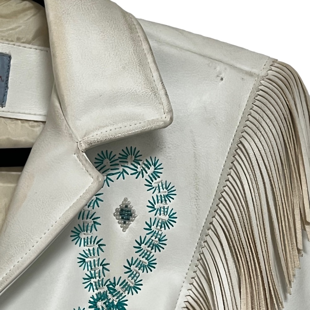 1960s Pioneer Wear Of Albuquerque Leather Beaded Jack… Gem